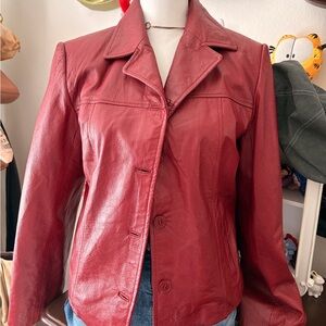Women's Red Leather Jacket VINTAGE CLIO